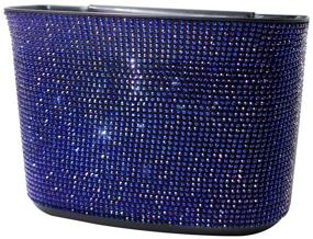 img 3 attached to Idain Bling Crystal Car Trash Can Auto Hanging Car Trash Can Sparkling Storage Holder Litter Container For Vehicle Office Home (Blue)