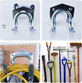 img 2 attached to Tool Hanger Hooks Set - Pack of 10, Double 🔧 Wall Mounted Tool Storage Hooks for Garage Shed, Garden Tools Hanging Brackets