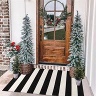 🖤 leevan 2.3' x 3.7' black and white striped outdoor runner rug - front porch christmas rug, washable woven layered doormat for farmhouse entryway, hallway, bathroom, laundry room logo