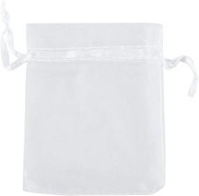 img 2 attached to Anleolife 3.2x2.5 inch White and Purple Organza Bags/Jewelry Pouch Bags/Organza Velvet Drawstring Pouches Wedding Favors Candy Gift Bags - Pack of 100 (White)