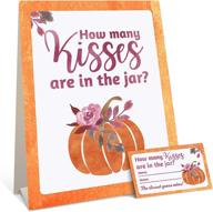 🎃 pumpkin fall baby or bridal shower games - guess the number of kisses game (sign with 30 cards) logo