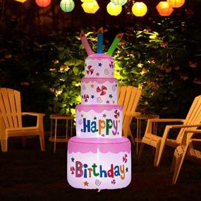 img 2 attached to 🎂 AJY 6 Feet Birthday Inflatable - Vibrant Happy Birthday Cake with Candle Decoration for Indoor and Outdoor Celebration