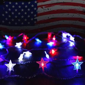 img 3 attached to 🎆 Twinkle Star 100 LED 49 FT Star String Lights: July 4th Waterproof Fairy String Light for Indoor Outdoor Independence Day Party Decoration - Red, Blue & White
