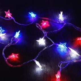 img 2 attached to 🎆 Twinkle Star 100 LED 49 FT Star String Lights: July 4th Waterproof Fairy String Light for Indoor Outdoor Independence Day Party Decoration - Red, Blue & White