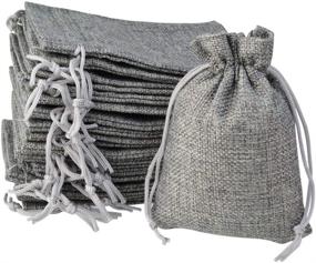 img 4 attached to 🎁 Set of 45 Small Gray Burlap Drawstring Bags - Perfect for Wedding, Party, Birthday, Christmas & DIY Crafts - Burlap Favor Bags, Jewelry Pouches, Treat Bags & Craft Bags