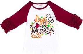 img 1 attached to Stylish Boutique Clothing: Girls Halloween 👗 Thanksgiving Christmas Ruffles Sleeves Raglan Tshirt Fashion Top