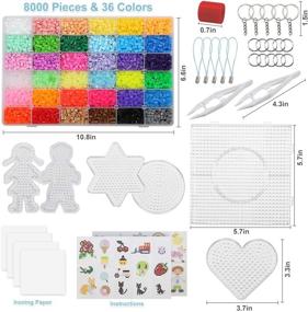 img 2 attached to 🎨 8000 pcs 36 Colors Iron Beads Craft Kit - Pearler Set for Girls, Boys - Fuse Beads Arts and Crafts - Kids Age 5 6 7 Classroom Activity Gift