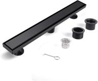 🚿 baronage 24-inch linear shower drain: adjustable rectangle stainless steel drain, black brushed with 2-in-1 flat & tile insert cover logo