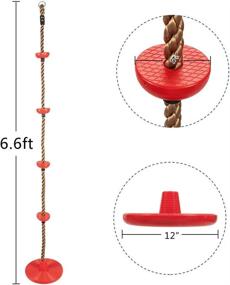 img 1 attached to 🐵 JOYMOR 6.5 ft Climbing Rope with Platform: Swing Set for Backyard Playgrounds - Carabiner & Hanging Strap Included - Red Monkey Rope Tree Swing for Kids