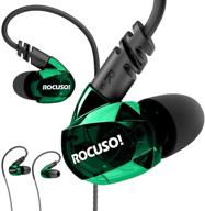 🎧 rocuso noise-isolating musician's in ear monitor: wired karaoke over ear headphones with microphone - mint green logo