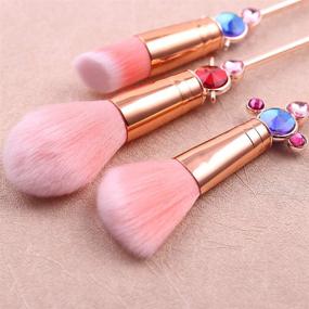 img 2 attached to 🌙 Sailor Moon Makeup Brush Set - 8pcs Magical Wand Cosmetic Brushes Pink Professional Tool Kit Pink + Drawstring Bag (Pink B)