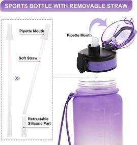 img 1 attached to Stay Hydrated and Energized: GEMFUL 32oz Water Bottle with Time 💧 Marker Straw and Sieve - Ideal for Fitness, Gym, and Outdoor Sports!