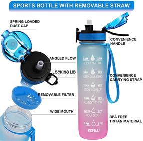 img 3 attached to Stay Hydrated and Energized: GEMFUL 32oz Water Bottle with Time 💧 Marker Straw and Sieve - Ideal for Fitness, Gym, and Outdoor Sports!