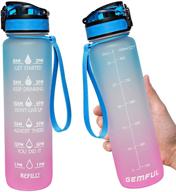 stay hydrated and energized: gemful 32oz water bottle with time 💧 marker straw and sieve - ideal for fitness, gym, and outdoor sports! logo