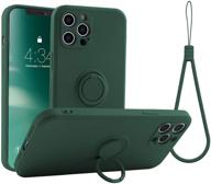 premium army green iphone 12 pro case with 360° ring holder and magnetic kickstand - abitku stand case: shockproof, microfiber cloth, compatible with 6.1 inch iphone 12 pro logo