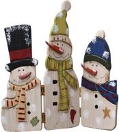 🎅 snowman tabletop decoration wood xmas sign - attraction design, 12.5 inch rustic wooden triple folding screen - decorative snowman home xmas decor - table centerpiece logo