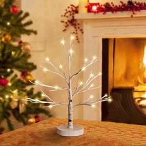 img 4 attached to Battery/USB Operated Birch Tree with 24 Warm White LED Lights - Tabletop Christmas Tree for Party, Holiday, Easter, Christmas Decor - Lighted Artificial Tree (White Base)