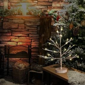 img 1 attached to Battery/USB Operated Birch Tree with 24 Warm White LED Lights - Tabletop Christmas Tree for Party, Holiday, Easter, Christmas Decor - Lighted Artificial Tree (White Base)