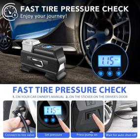 img 2 attached to 🚗 Merece Portable Air Compressor AC/DC 12V - Cordless Tire Pump for Car Tires | Tire Inflator with Rechargeable Battery, Digital Pressure Gauge & Quiet Operation