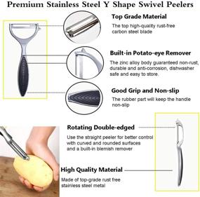 img 2 attached to 2-Pack Vegetable Peelers for Kitchen - Y-Shaped Peeler for Potato, Veggie, Apple, Carrot, Fruit - Ergonomic Non-Slip Handle, Good Grip & Durability - Sharp Flat and Jagged Blades