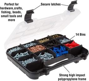 img 2 attached to Stalwart Portable Storage Case: Secure Locks, 14 Small Compartments 📦 for Hardware, Screws, Bolts, Nuts, Nails, Beads, Jewelry, Tackle & More