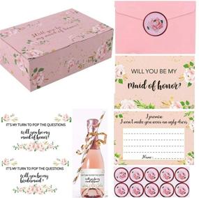 img 4 attached to 🎁 Bridesmaid Proposal Box Set with Cards, Wine Labels, and Gift Card I Maid of Honor and Bridesmaid Gifts Boxes I Bridal Shower Supplies I Wedding, Bachelorette Party Decorations Hen Night