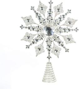 img 4 attached to Shine Bright with Topadorn Metal Silver Star Snowflake Tree Topper for Festive Party and Home Xmas Décor