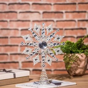 img 1 attached to Shine Bright with Topadorn Metal Silver Star Snowflake Tree Topper for Festive Party and Home Xmas Décor
