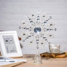 img 3 attached to Shine Bright with Topadorn Metal Silver Star Snowflake Tree Topper for Festive Party and Home Xmas Décor