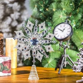 img 2 attached to Shine Bright with Topadorn Metal Silver Star Snowflake Tree Topper for Festive Party and Home Xmas Décor