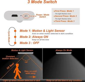 img 1 attached to 💡 Lonfu Светодиодная светильник с датчиком движения - Ультраэкономичное светильник для шкафа с батарейкой, перезаряжаемое светильник для шкафа с активацией по движению (6 дюймов, 0,75 Вт, 5700К, черный)