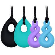 🍼 silicone teething necklace set for babies - 4 pack teardrop twist pendants, chewable jewelry for boys and girls, mom's fashionable accessory, bpa-free teether for autism and oral motor needs logo