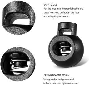 img 3 attached to Black Plastic Cord Locks - Spring Loaded Elastic Drawstring Rope Fasteners for Shoelace Replacement, Sports, Backpacks