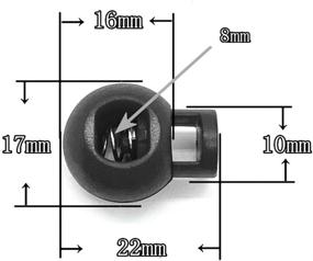 img 2 attached to Black Plastic Cord Locks - Spring Loaded Elastic Drawstring Rope Fasteners for Shoelace Replacement, Sports, Backpacks