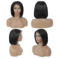 🏿 10 inch straight bob lace front wig human hair with baby hair - brazilian virgin hair, pre plucked, 150% density, 13x4 straight bob wig for black women logo