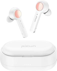 img 4 attached to 🎧 Picun True Wireless Earbuds, HiFi Bass Bluetooth V5.0+EDR Headphones with HD Mic, IPX7 Waterproof, USB-C, Twin/Mono Mode, 100 Hours Playtime - Ideal for Sports, Gym, Work - White