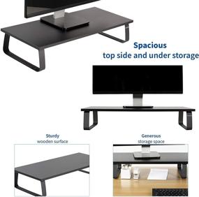 img 2 attached to 🖥️ VIVO 24" Wood and Steel Desktop Monitor Stand, Ergonomic Desk Organizer and Riser for Screen, Keyboard, Laptop, Small TV - Black, STAND-V000D