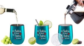 img 1 attached to Fancyfams 12 oz Stainless Steel Wine Tumbler: Unbiological Sister Gifts for Women, Soul Sister, and Sister-in-Law - Perfect Best Friend Gift (Turquoise)