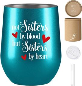 img 4 attached to Fancyfams 12 oz Stainless Steel Wine Tumbler: Unbiological Sister Gifts for Women, Soul Sister, and Sister-in-Law - Perfect Best Friend Gift (Turquoise)