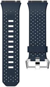 img 3 attached to 🔵 Smartband Band Compatible for Fitbit Ionic: Perforated Leather Accessory Band Bracelet - Quick Release ASTVSHOP (Navy)