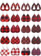 🎄 set of 20 women's buffalo plaid christmas earrings – xmas tree drop earrings, festive jewelry, and accessories for girls logo