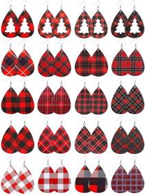 img 4 attached to 🎄 Set of 20 Women's Buffalo Plaid Christmas Earrings – Xmas Tree Drop Earrings, Festive Jewelry, and Accessories for Girls