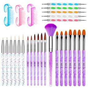 img 4 attached to 🎨 AROIC 28 Piece Acrylic Nail Brush Set - Perfect for UV Gel Nail Art, 3D Nail Extensions, and DIY Nail Art with Dotting Nail Pens - Includes White Box