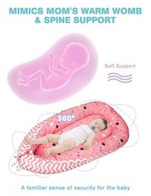 img 3 attached to GoXteam Детский Лежак Baby Nest: Ультра Безопасное Обнимание Новорожденного | Защита Позвоночника | Совместимо с Кроваткой и Колыбелью | Портативное для Индора и Аутдора | Идеальный подарок для детей для сна и совместного сна | Реверсивный дизайн: Розовая Звезда и Серый.