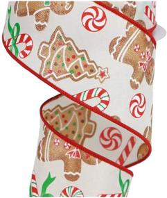 img 1 attached to 🎄 High-Quality Gingerbread with Candy Wired Edge Ribbon - 10 Yards (Ivory, 2.5") for Festive Decorations