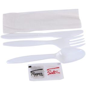img 3 attached to 🍽️ Dixie GP PRO 6-Piece Cutlery Kit, Individually Wrapped - Medium-Weight White Polypropylene Plastic Fork, Knife, Teaspoon, Napkin, Salt And Pepper - Case of 250 Kits, CMP26NSPC