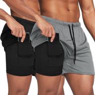 🏃 coofandy men's 2-pack running shorts with phone pockets - quick dry athletic training sport shorts for gym workout and outdoor activities logo