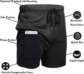 img 2 attached to 🏃 COOFANDY Men's 2-Pack Running Shorts with Phone Pockets - Quick Dry Athletic Training Sport Shorts for Gym Workout and Outdoor Activities