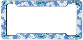 img 1 attached to 🌺 Рамка для номерного знака Lilo & Stitch Blue Hawaiian Hibiscus Flowers - универсальная для автомобилей, грузовиков, внедорожников - дизайн вдохновленный Диснеем - прочный пластик - комплект из 2 шт.