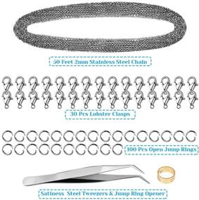 img 3 attached to Jewelry Making Necklace: Anezus 50 Feet Silver Stainless Steel Chain (2.0mm) with 100 Jump Rings and 30 Lobster Clasps - Ideal for DIY Jewelry Chain Making